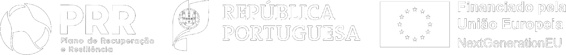 Logotipos PRR, Plano de Recuperação e Resiliência, República Portuguesa e Financiado pela União Europeia NextGenerationEU